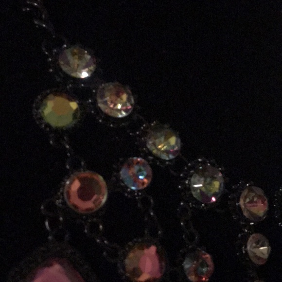 Black & Colorful (Iridescent) Bib Necklace. - Picture 3 of 5